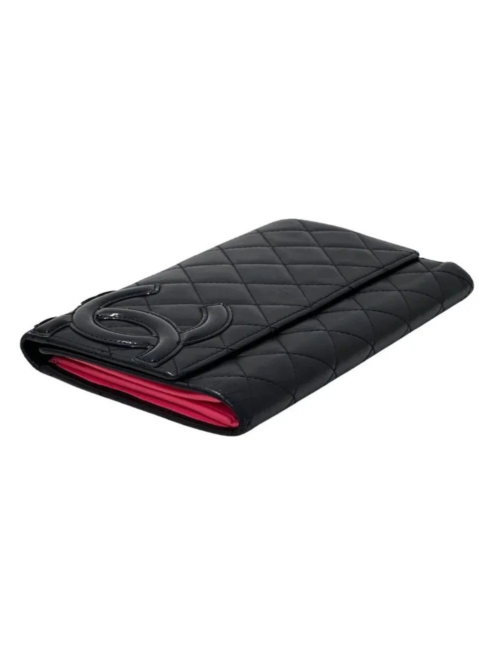 Chanel Wallet Black Pink Silver CC Logo